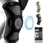 Compression Knee Sleeves with Patella Gel Pad & Side Stabilizers - Black - Medium