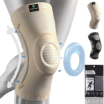 Compression Knee Sleeves with Patella Gel Pad & Side Stabilizers - Beige - Medium